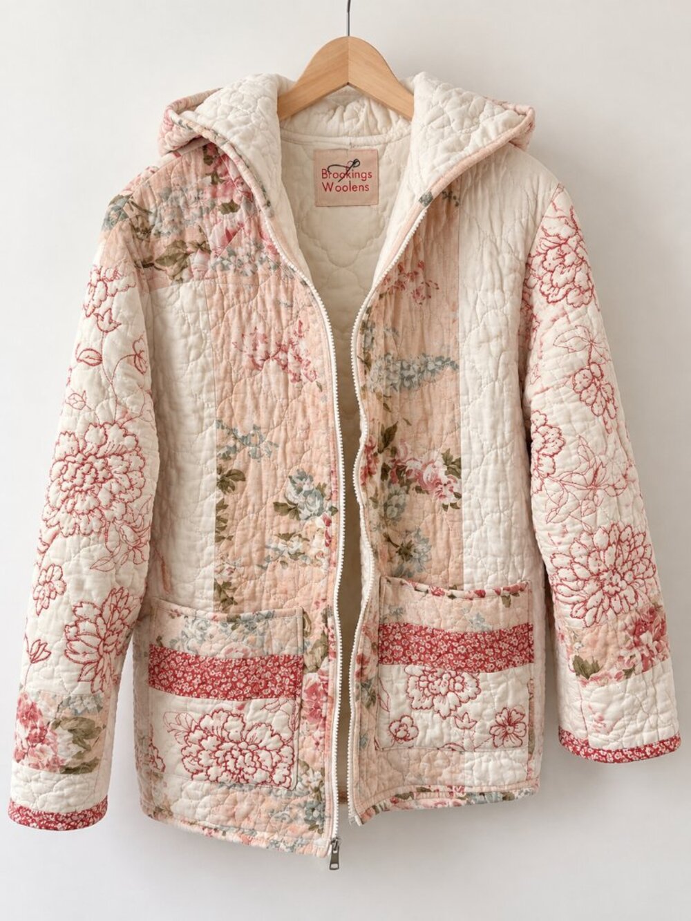 Handmade Quilted Jacket | Floral Patchwork Quilt Coat | Medium